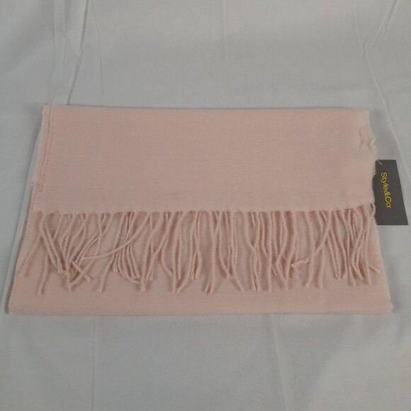 Style & Co. Fringe Detail Blush Winter Scarf - Picture 3 of 3